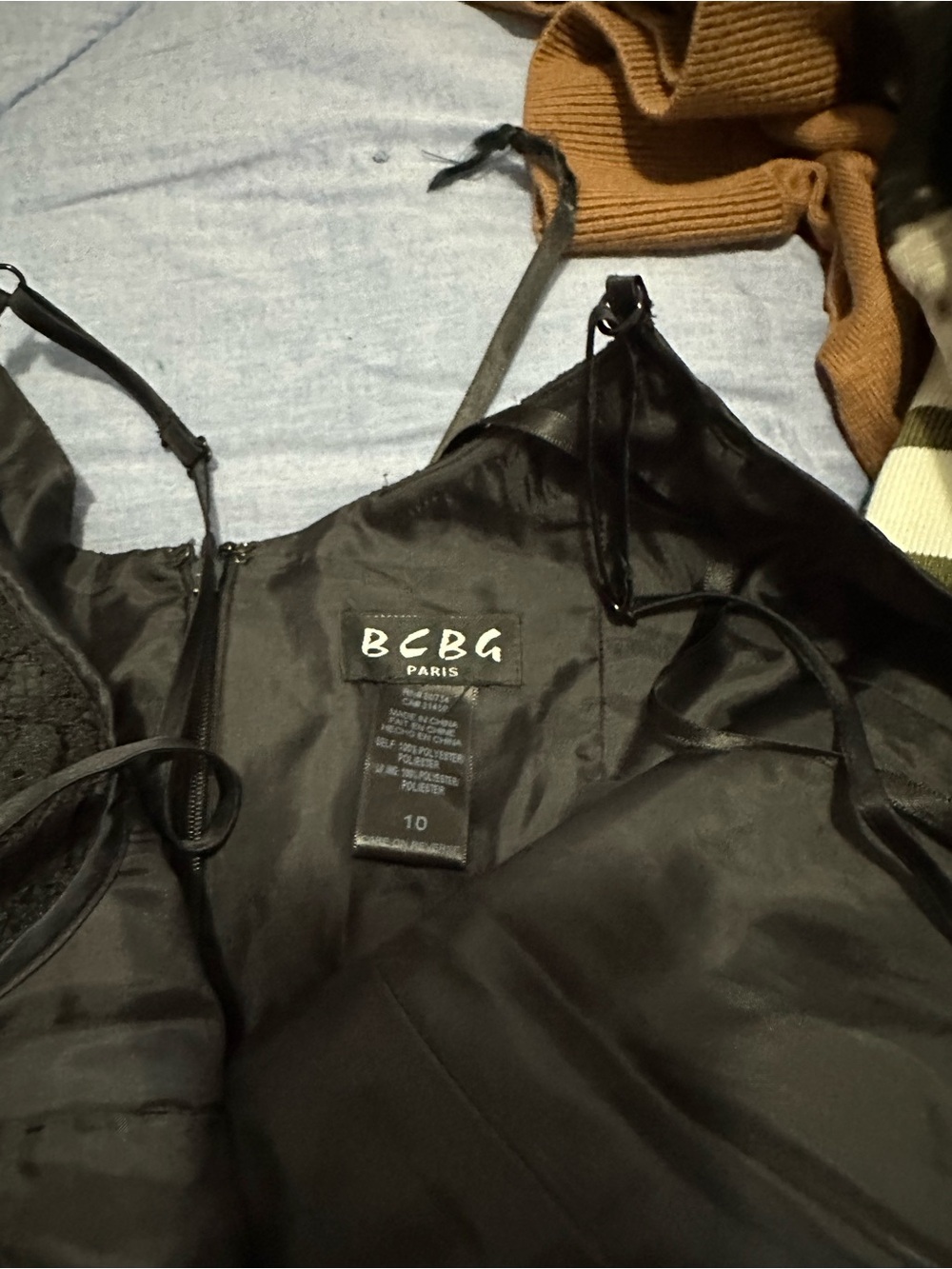 BCBG Paris Black Satin Slip Dress
